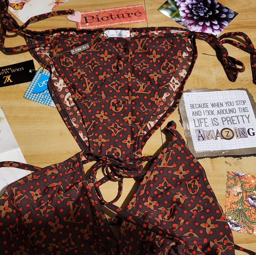 Inspired By L.V.Red and Brown Monogram Bikini